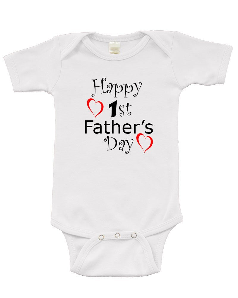 PandoraTees Infant Short Sleeve Bodysuit-Happy 1st Father's Day