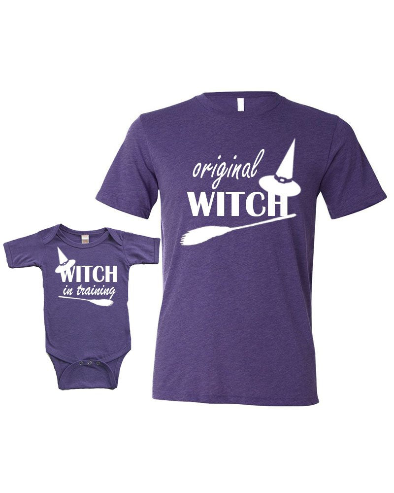 Matching Set -Original Witch/Witch in Training - Short Sleeve Onesie & Adult Unisex T-Shirt