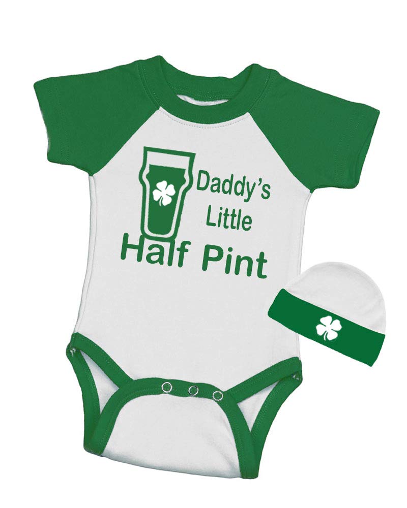 PandoraTees St. Patrick' Day Baby Bodysuit, Father's Day Gift Set - Daddy's Little Half Pint