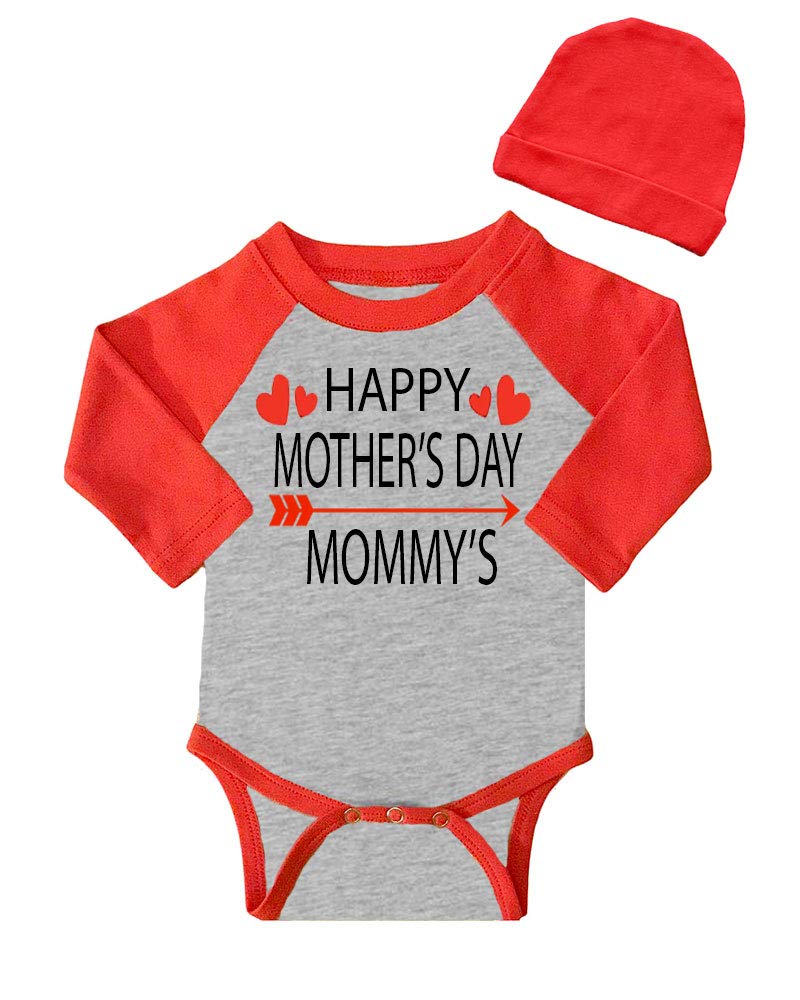 PandoraTees Happy Mothers Day Mommy - Baby Gift Set Long Sleeve Raglan Bodysuit