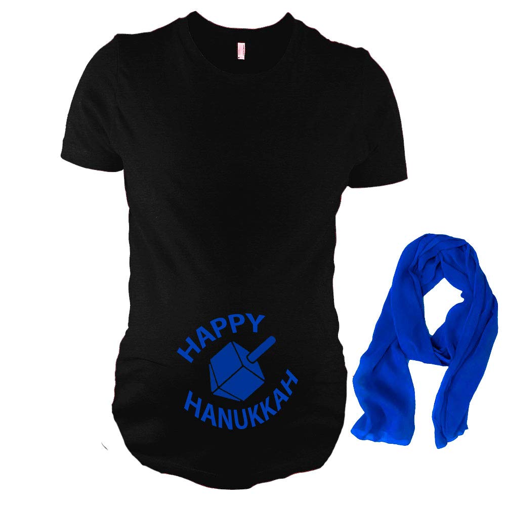 Short Sleeve Hanukkah Maternity T-Shirt - Happy Hanukkah Maternity Top