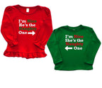 Siblings Matching Christmas Tees - He Did It/She Did It