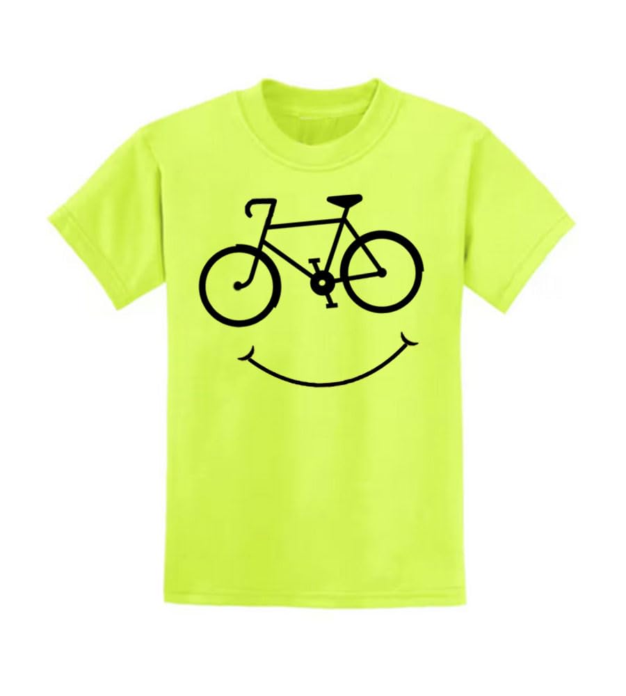 PandoraTees High Visibility Cycling Tshirts, Funny Kids Hi-vis cycling smile tshirt, Matching Cycling Shirts