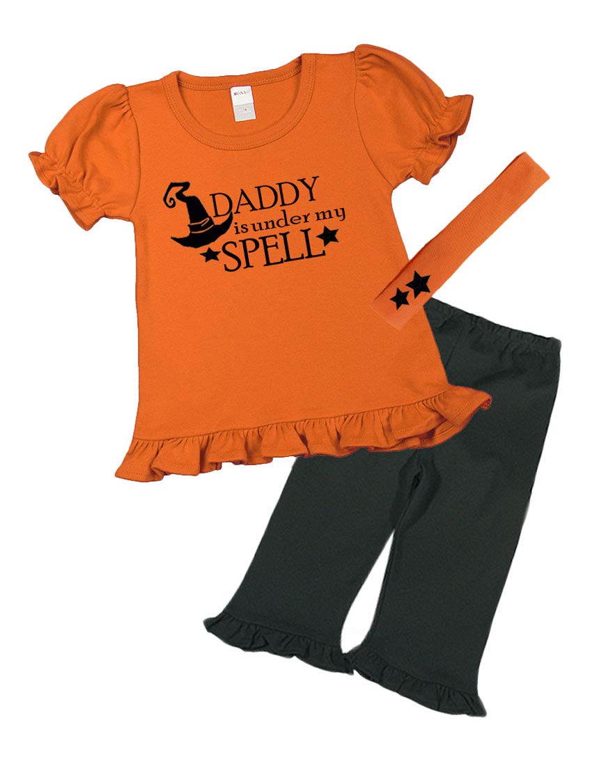 PandoraTees Girls Halloween Outfit - Daddy is Under My Spell