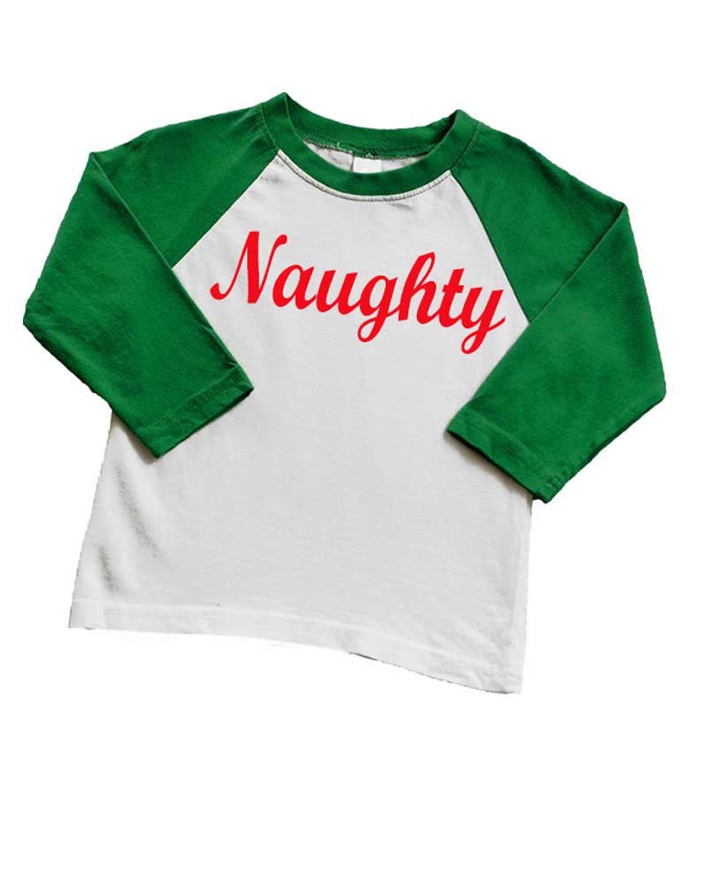Matching Family Christmas Baseball Raglan Tee - Nice/Naughty
