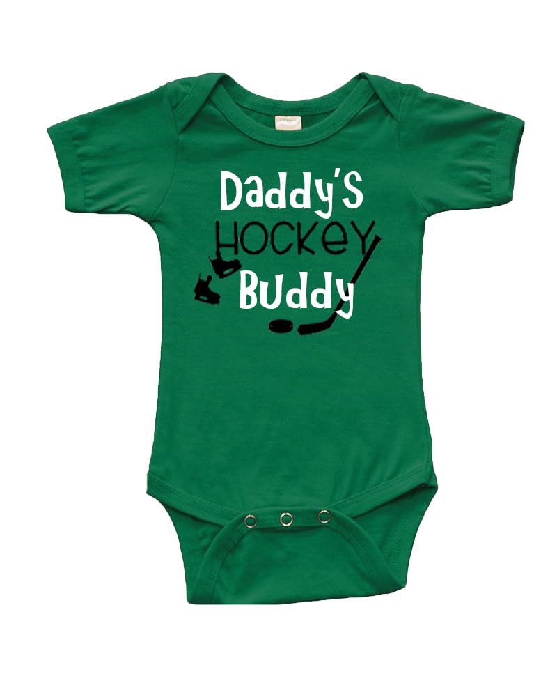 PandoraTees Daddy's Hockey Buddy Baby Bodysuit, Fathers Day Gift, Short Sleeve