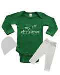 Infant Bodysuit/Bottom/Cap Set - My 1st Christmas