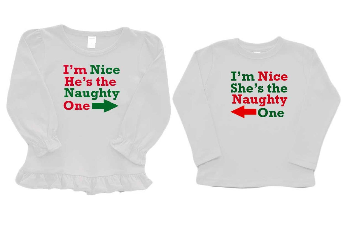 Siblings Matching Christmas Tees - He Did It/She Did It