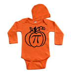 Funny Pumpkin Pi Math Baby Outfit, Long Sleeve Baby Bodysuit with Cap