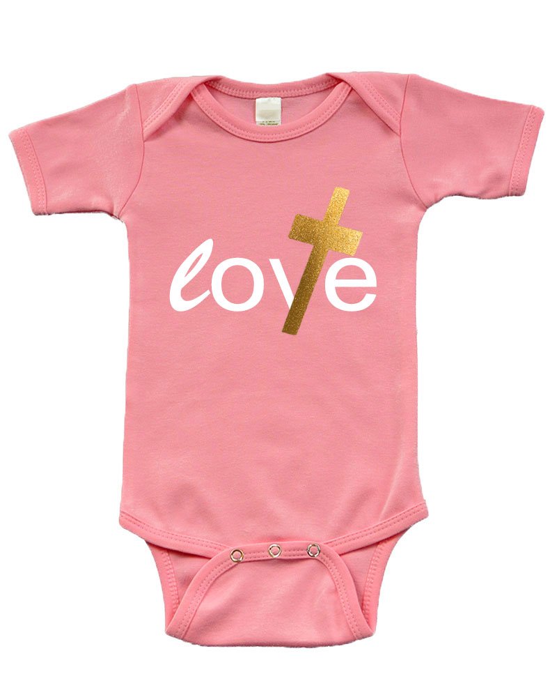 Infant Short Sleeve Onesie -Love (w/Cross)