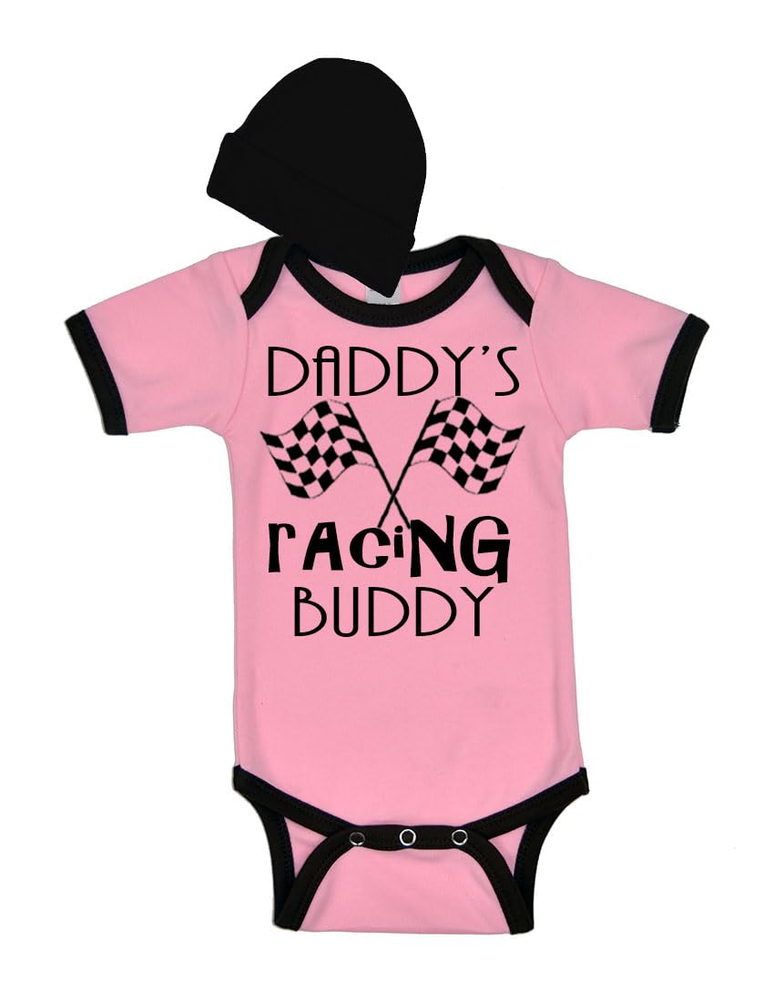 Baby Racing Bodysuit with Cap, Daddy's Racing Buddy, Short Sleeve Bodysuit and Cap set