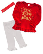 PandoraTees Girls Christmas Outfit - its time to Sparkle