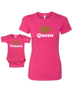 Matching Set - Princess + Queen - Short Sleeve Bodysuit & Ladies T-Shirt