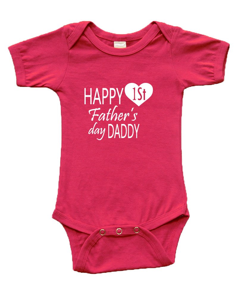 PandoraTees Infant Short Sleeve Onesie -Happy First Father's Day Daddy