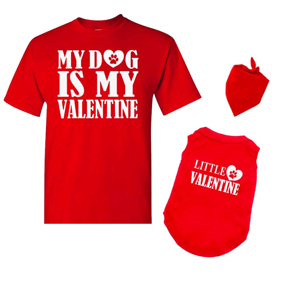 PandoraTees Matching Dog and Owner Outfit -My Dog is My Valentine