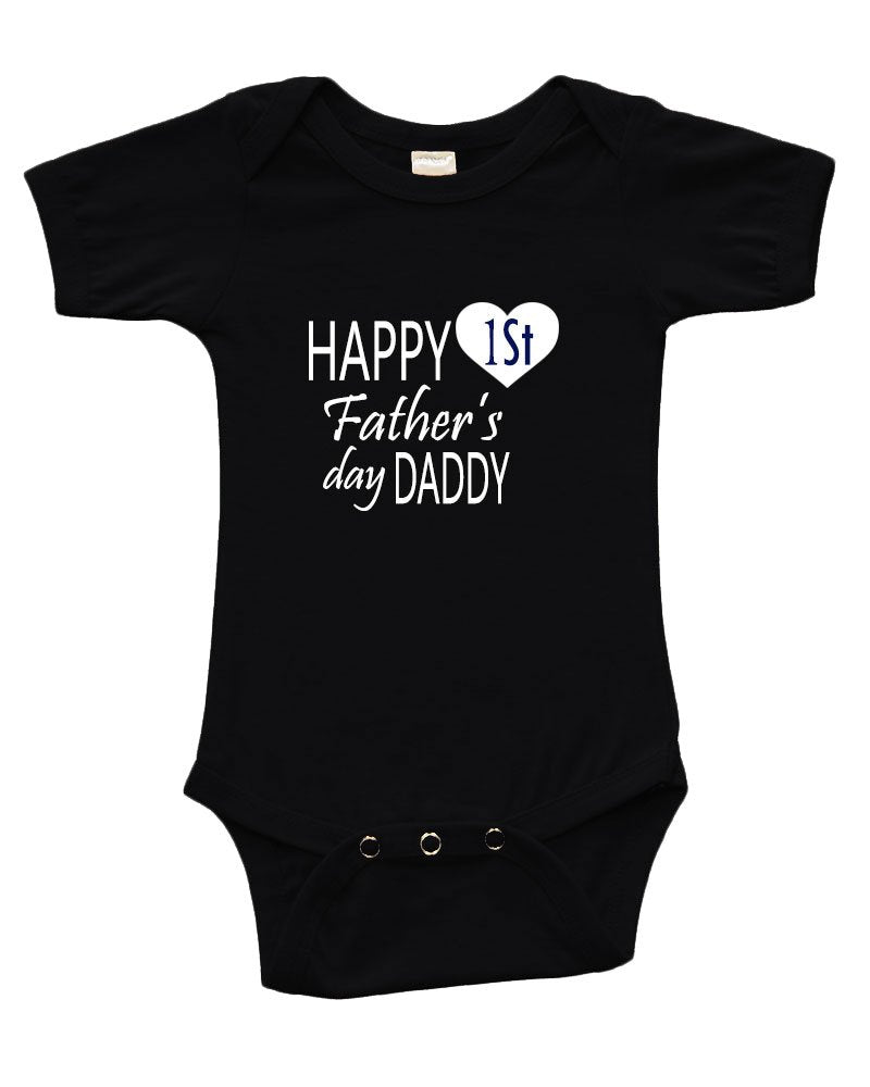 PandoraTees Infant Short Sleeve Onesie -Happy First Father's Day Daddy