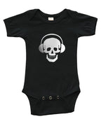 PandoraTees Infant Short Sleeve Onesie - Skull w/Headphones