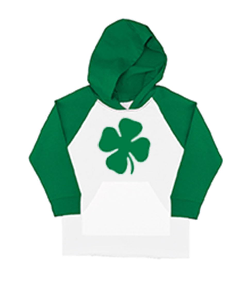 PandoraTees St patricks Day kids hooded tshirt, raglan hooded shirt St patricks day clover