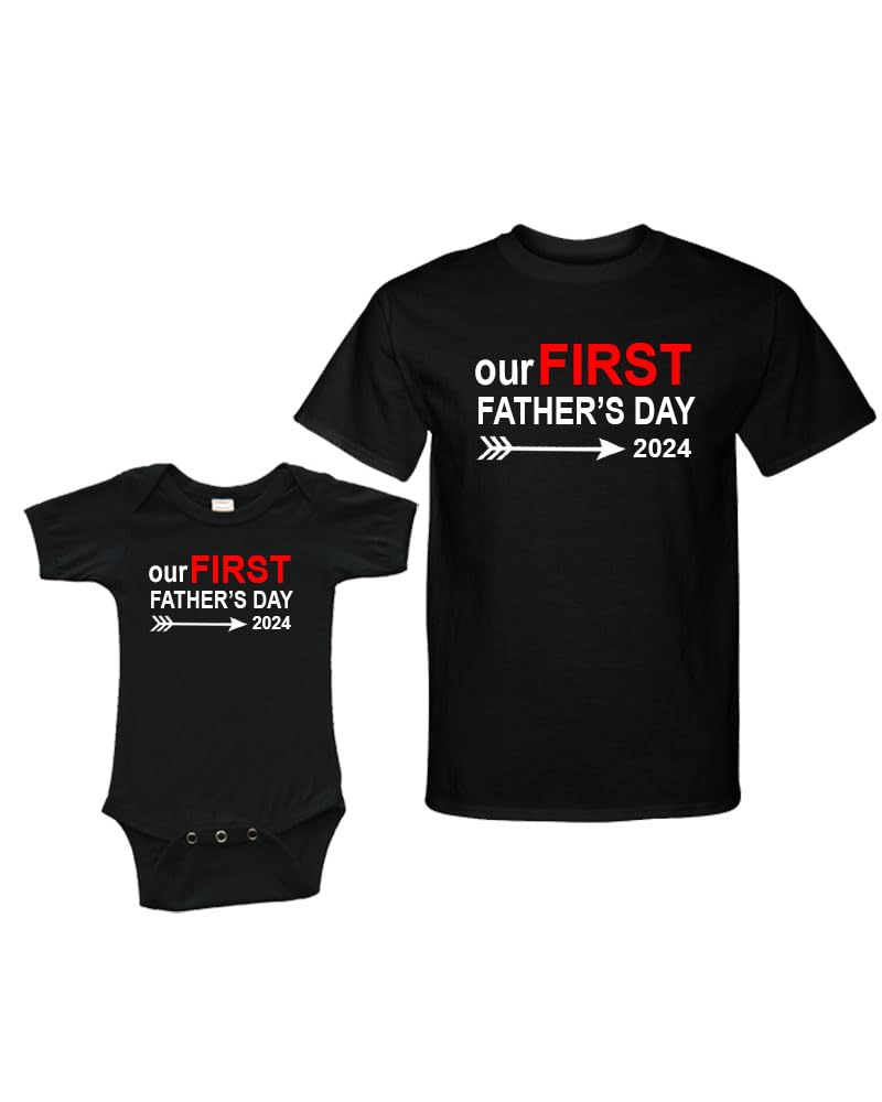PandoraTees Our Fathers Day Matching Baby and Adult Tshirts 2024 Gift Set