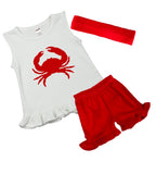 PandoraTees Girls Summer Outfit - Crab
