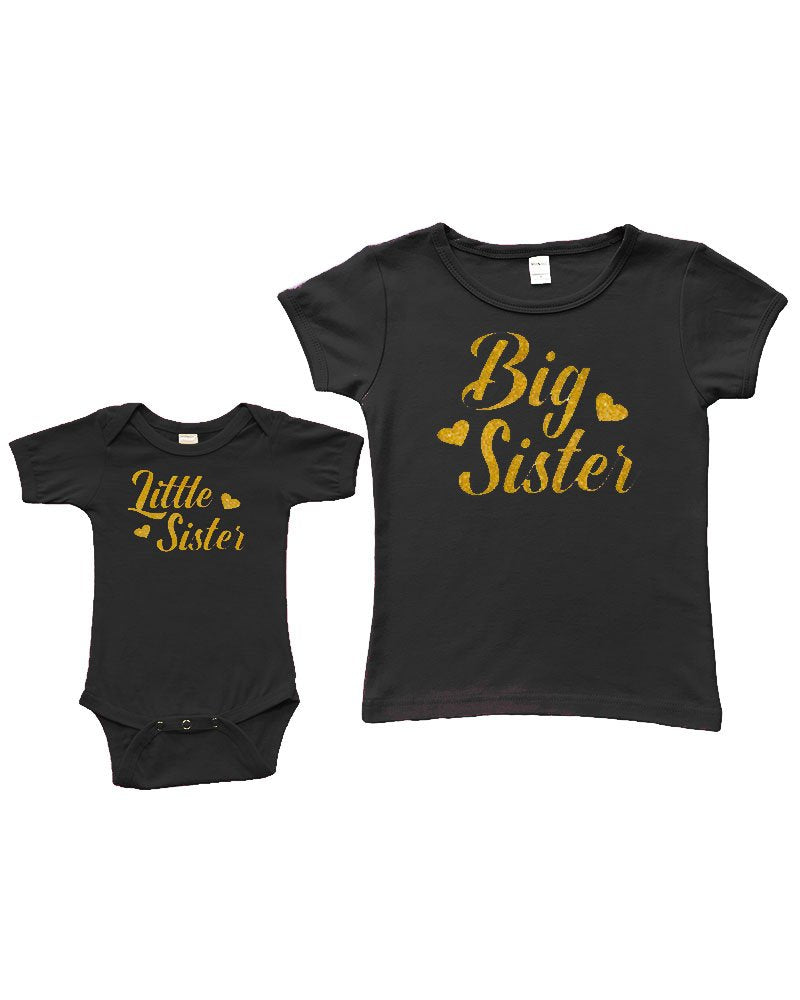 Matching Set -Little Sister/Big Sister- Short Sleeve Infant Bodysuit & Girly T-Shirt