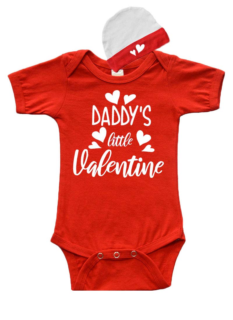 PandoraTees Daddy's Little Valentine Baby Gift Set, Baby Bodysuit Set