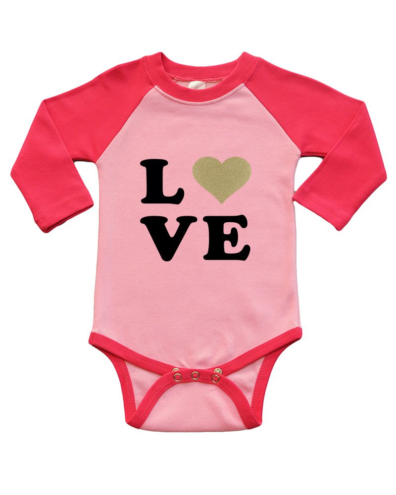 Long Sleeve Raglan Bodysuit - Love