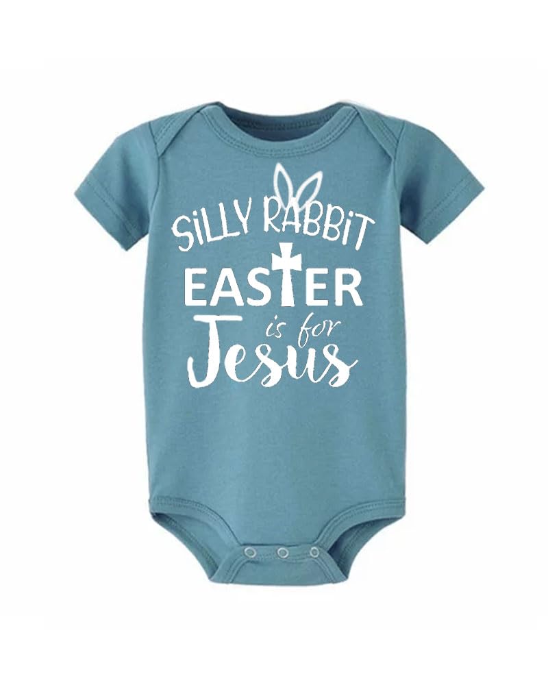 PandoraTees Baby Easter Bodysuit, Short Sleeve one-piece Silly Rabbit Easter is for Jesus