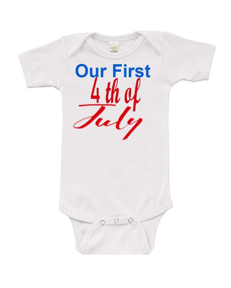 PandoraTees Our First 4th of July, Matching Baby and Adult Outfit for July 4th