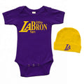 PandoraTees Short Sleeve Bodysuit & Cap Set - Little LABron Fan