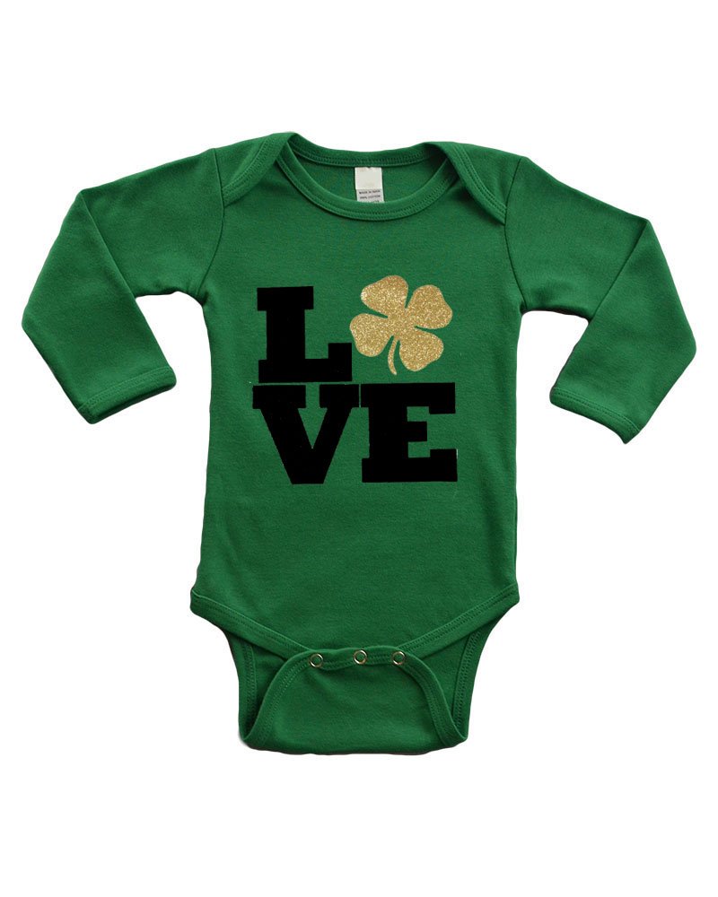 Infant Long Sleeve Bodysuit - Love with Gold Clover