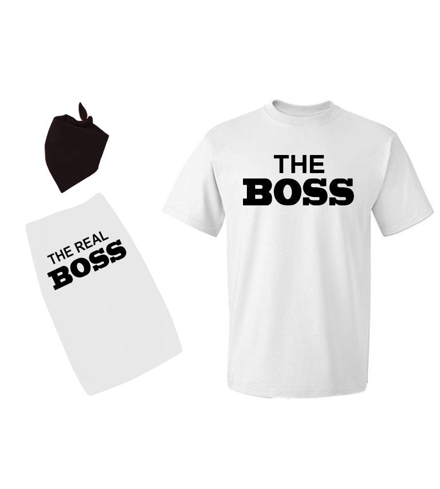 PandoraTees Matching Dog and Owner Tshirts - The Boss/The Real Boss