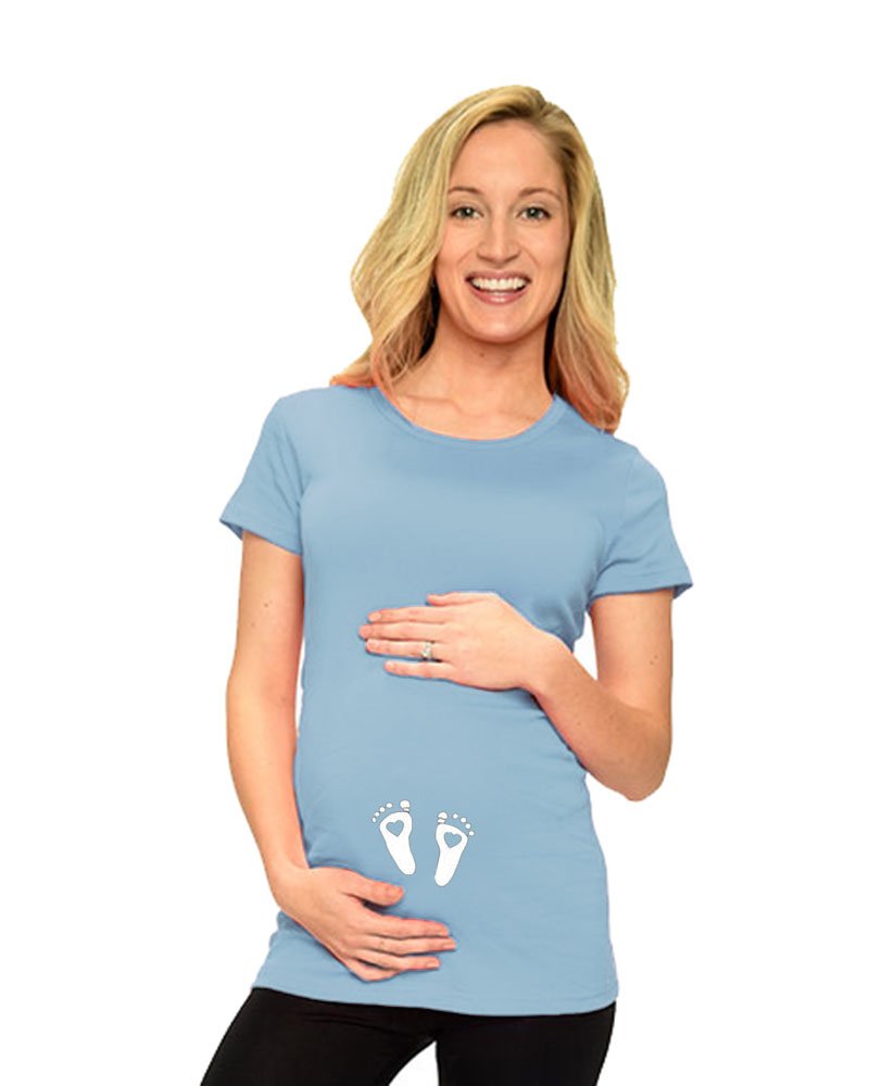 PandoraTees Maternity Short Sleeve T-Shirt - Baby Feet