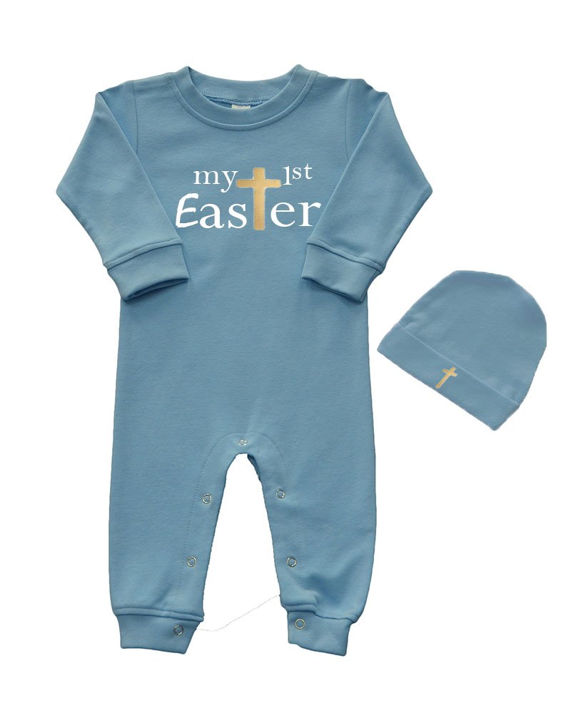 Infant Long Sleeve Romper & Cap Set - My 1st Easter