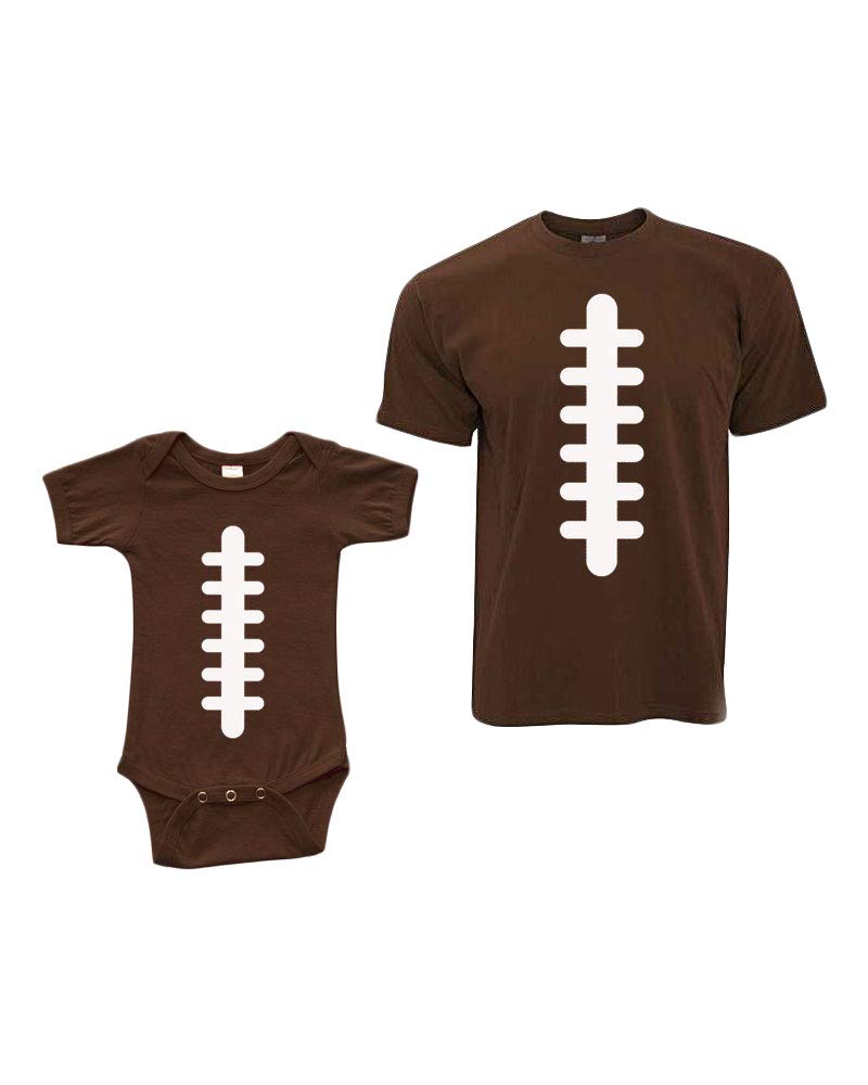 Matching Father Son, Mother Son Daughter Set -Football - Short Sleeve Bodysuit & Adult Unisex T-Shirt