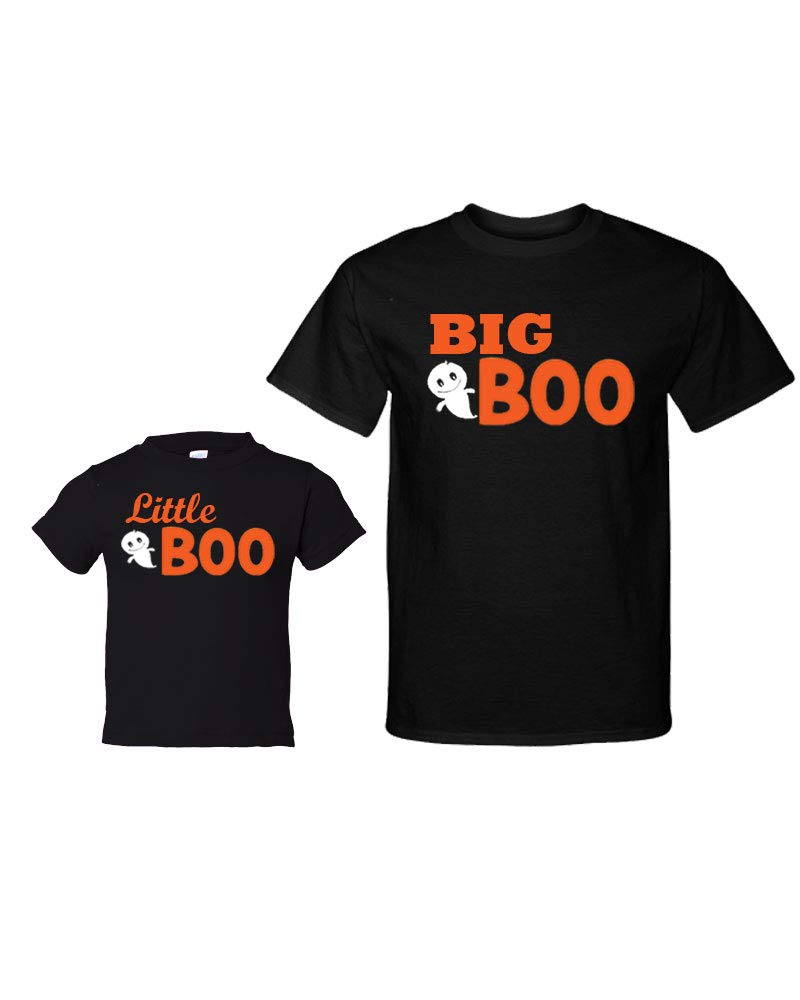 PandoraTees Matching Halloween T-Shirts -Big Boo/Little Boo - Short Sleeve Bodysuit & Adult Unisex T-Shirt