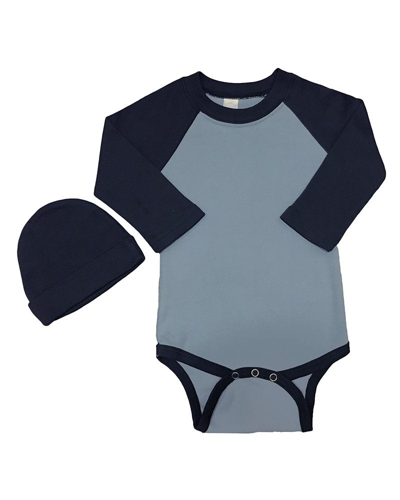 PandoraTees Long Sleeve Raglan Bodysuit and Cap Set