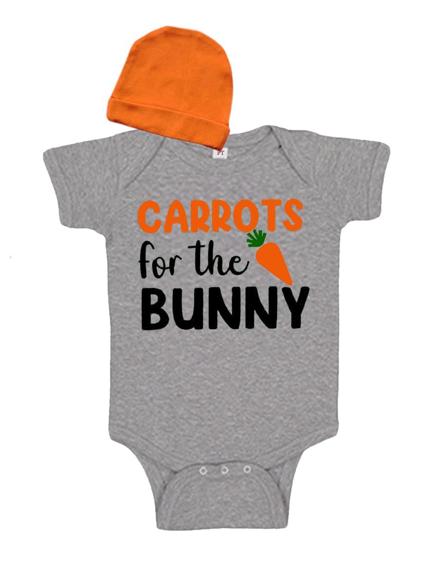 Funny Baby Gift Set, Carrots for the Bunny Short Sleeve Bodysuit with Cap