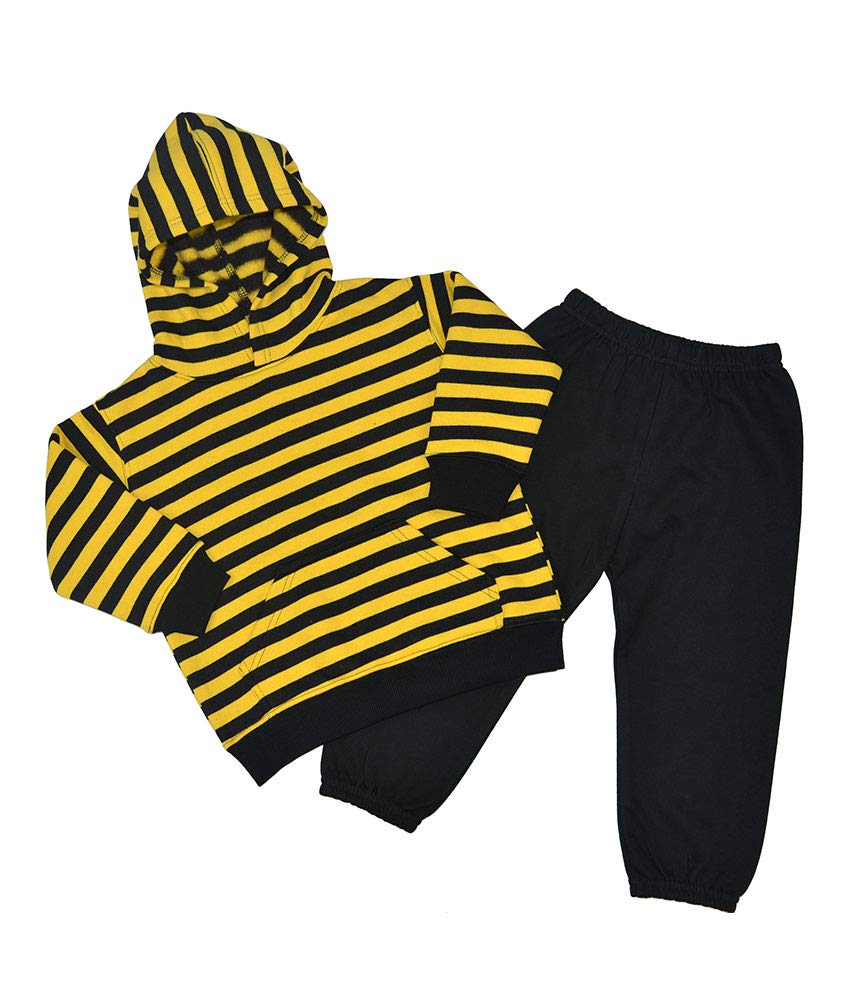 PandoraTees Toddler Bee Costume - Fleece Hoodie and Pant Set