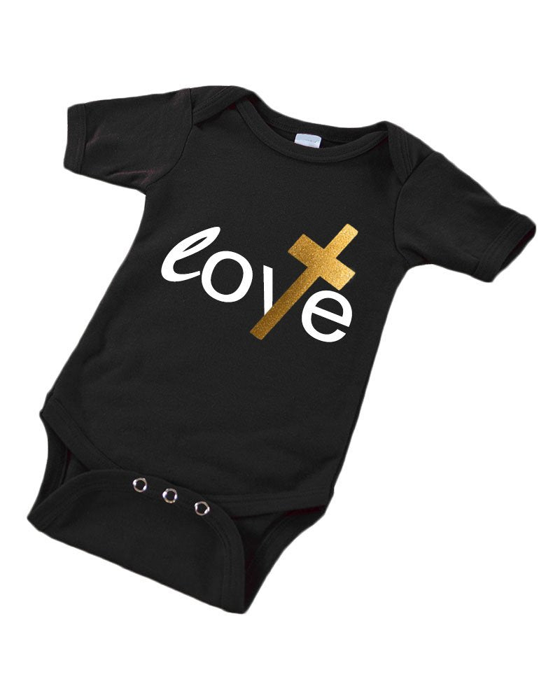 Infant Short Sleeve Onesie -Love (w/Cross)
