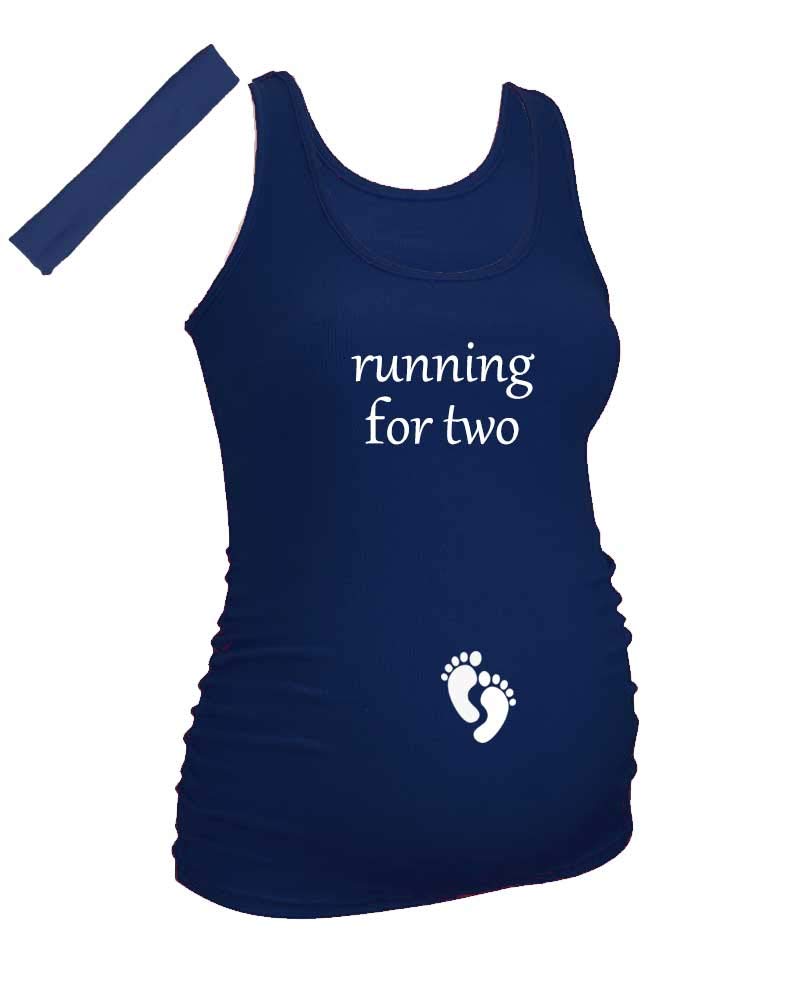 PandoraTees Pregnancy Maternity Tank Top - Running for Two