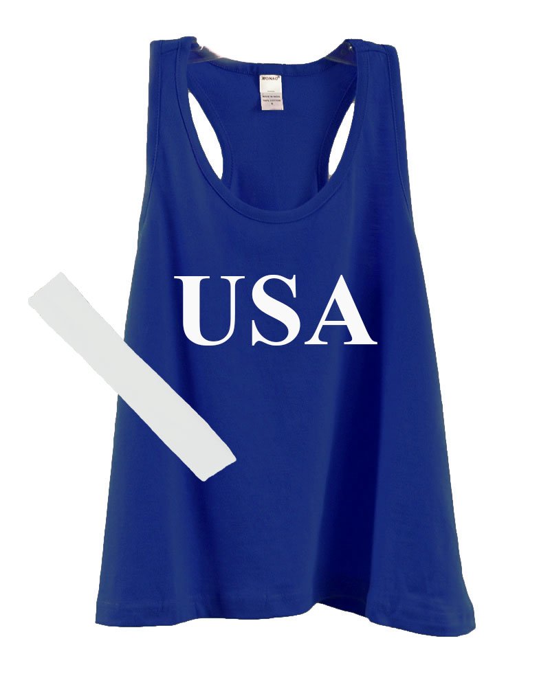 Toddler Racer Back Flowy Tank Top + Headband Set - USA