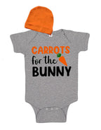 Funny Baby Gift Set, Carrots for the Bunny Short Sleeve Bodysuit with Cap