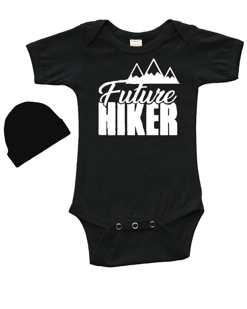 PandoraTees Future Hiker, Baby Bodysuit and Cap Gift