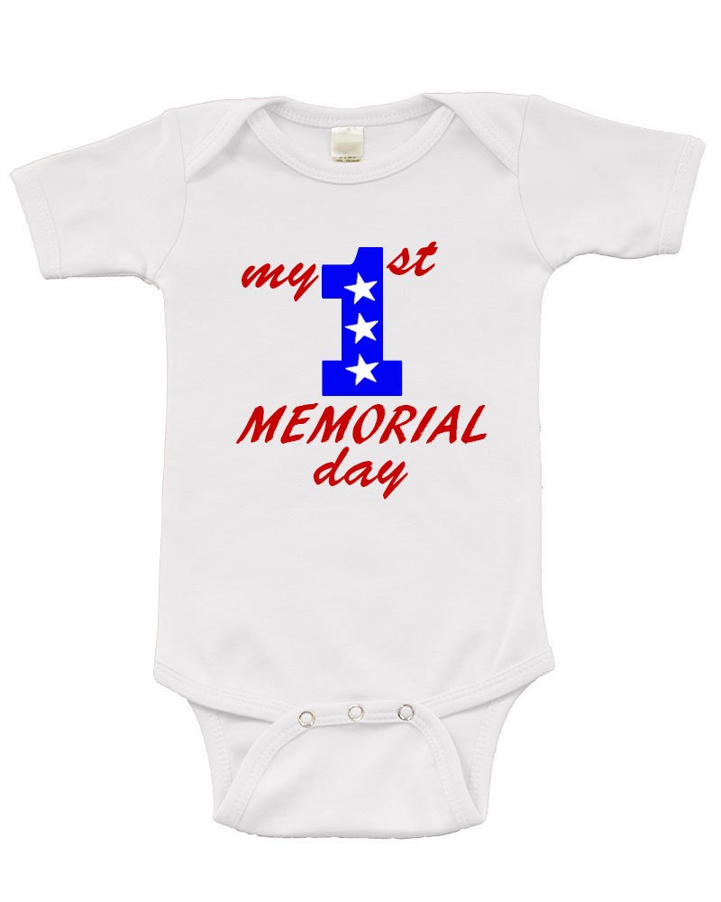 PandoraTees Infant Short Sleeve Onesie -My 1st Memorial Day