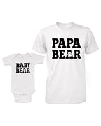 Matching Set - PAPA Bear Baby Bear - Short Sleeve Infant Bodysuit & Adult T-Shirt