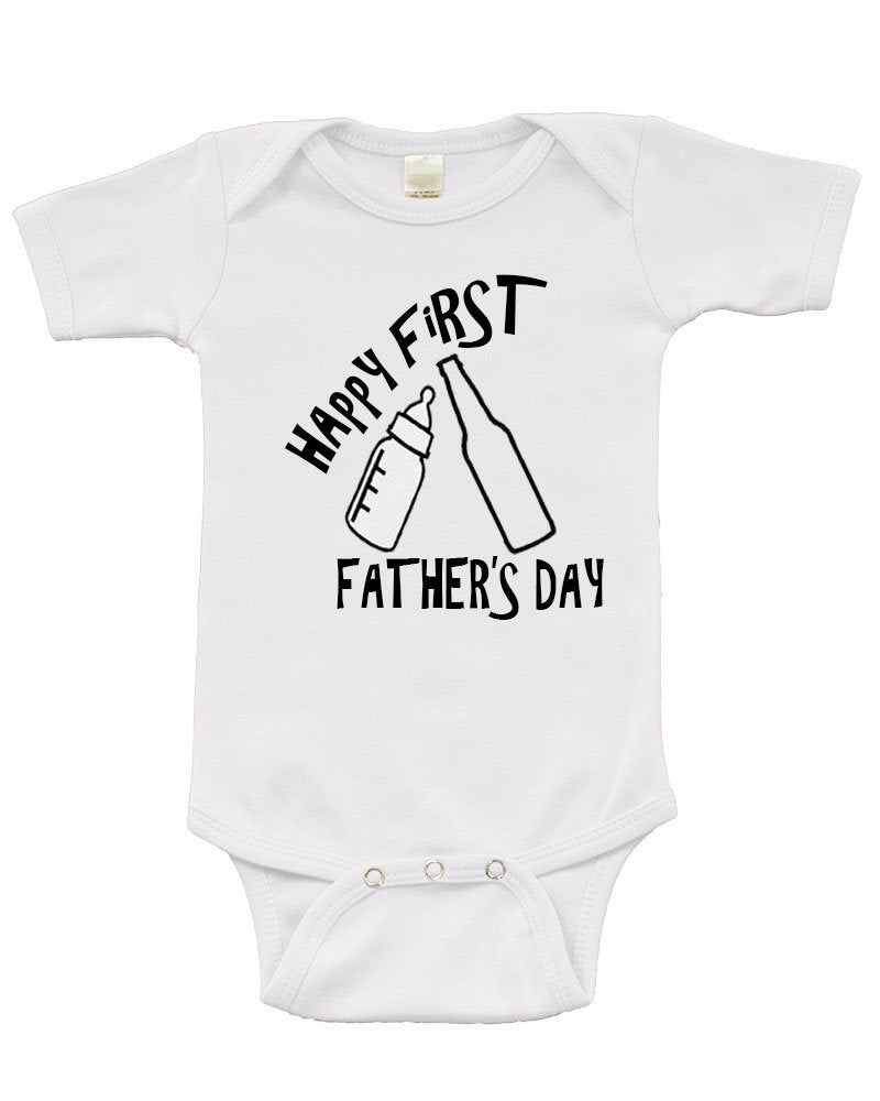 PandoraTees Infant Short Sleeve Bodysuit -Happy First Father's Day