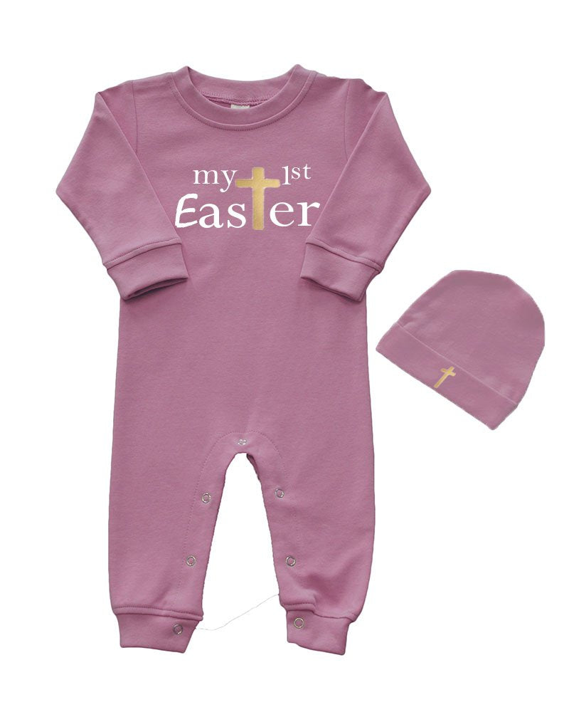 Infant Long Sleeve Romper & Cap Set - My 1st Easter