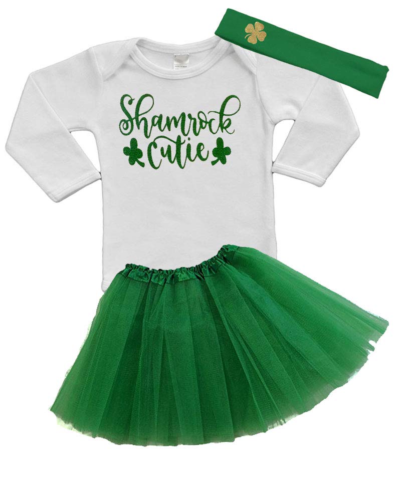 PandoraTees Baby Girls St. Patrick's Day Outfit - Shamrock Cutie