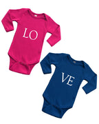 Twin Collection - 2 piece Long Sleeve Bodysuit Set- Love